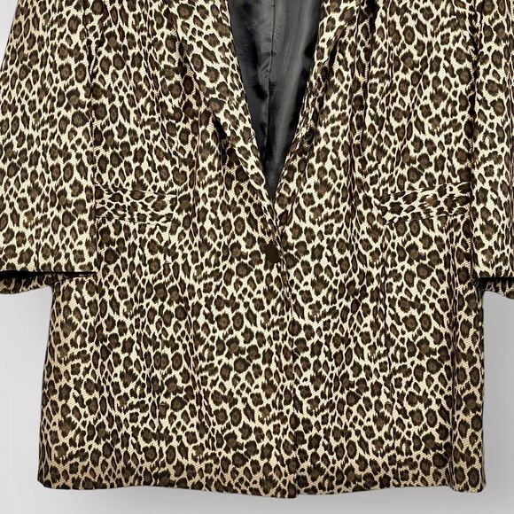 Maggie Barnes Two-Button Blazer Jacket Women 1X Brown Animal Print Lined Pockets - Picture 4 of 16